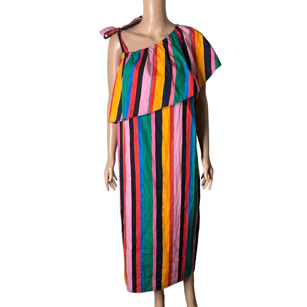 Who What Wear Maxi Dress Womens XXL Striped Multi Colored One Shoulder New - Picture 15 of 16